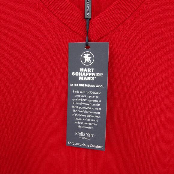 Hart Schaffner Marx Sweater Vest Red Men's Extra Fine Merino Wool V Neck NWT 3XB - Picture 7 of 12